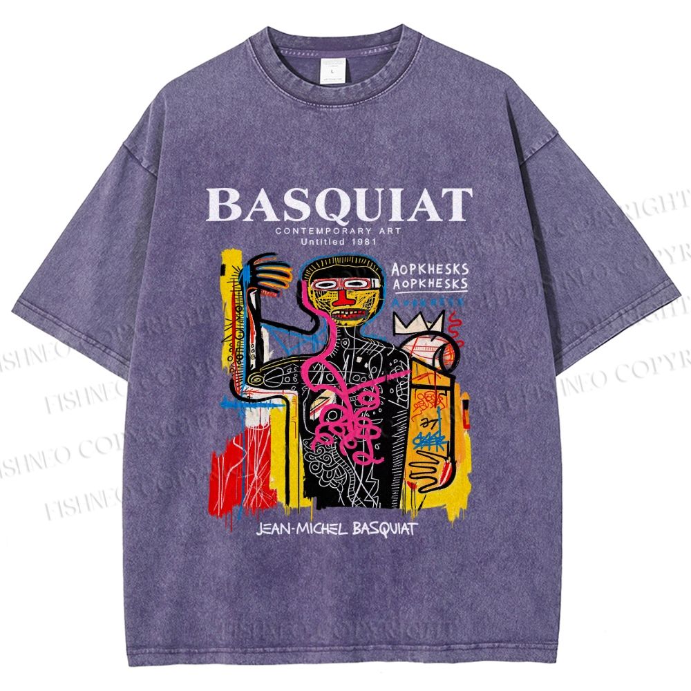 Unisex Jean-Michel Basquiat Versus Medici Printed Washed Tee
