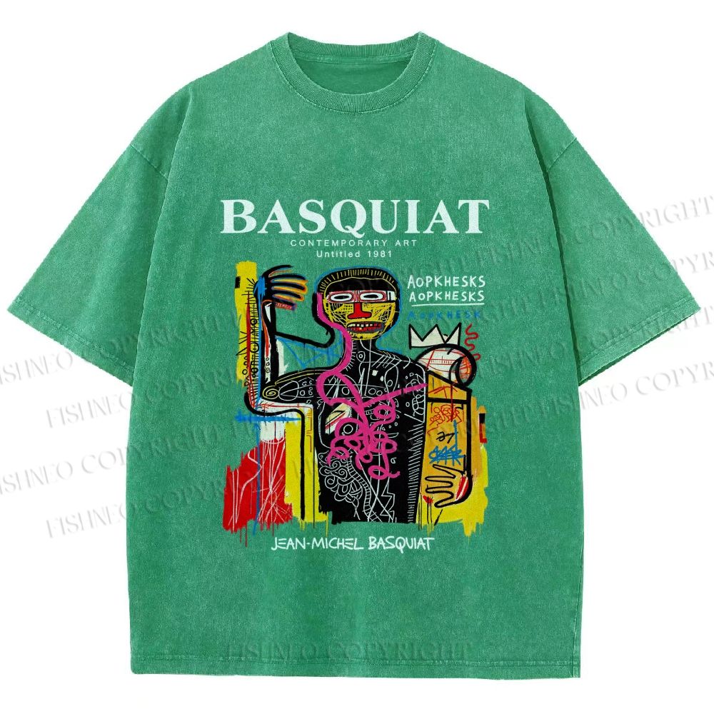 Unisex Jean-Michel Basquiat Versus Medici Printed Washed Tee