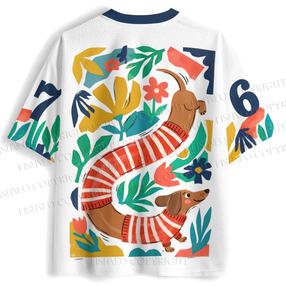 Dachshund in Flowers Jersey Shirts
