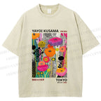 Unisex Yayoi Kusama Flower Printed Washed Tee