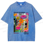 Unisex Yayoi Kusama Flower Printed Washed Tee