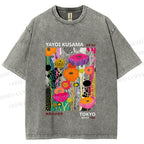 Unisex Yayoi Kusama Flower Printed Washed Tee