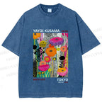 Unisex Yayoi Kusama Flower Printed Washed Tee