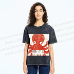 Unisex Yayoi Kusama Octopus Printed Washed Tee