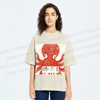 Unisex Yayoi Kusama Octopus Printed Washed Tee
