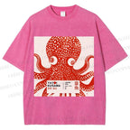 Unisex Yayoi Kusama Octopus Printed Washed Tee