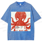 Unisex Yayoi Kusama Octopus Printed Washed Tee