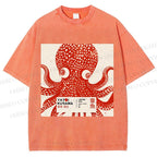 Unisex Yayoi Kusama Octopus Printed Washed Tee
