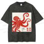 Unisex Yayoi Kusama Octopus Printed Washed Tee