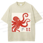 Unisex Yayoi Kusama Octopus Printed Washed Tee