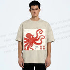 Unisex Yayoi Kusama Octopus Printed Washed Tee