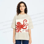 Unisex Yayoi Kusama Octopus Printed Washed Tee