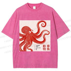 Unisex Yayoi Kusama Octopus Printed Washed Tee