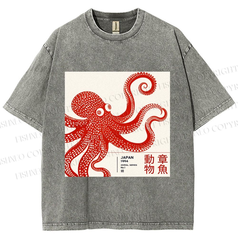 Unisex Yayoi Kusama Octopus Printed Washed Tee