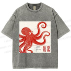 Unisex Yayoi Kusama Octopus Printed Washed Tee