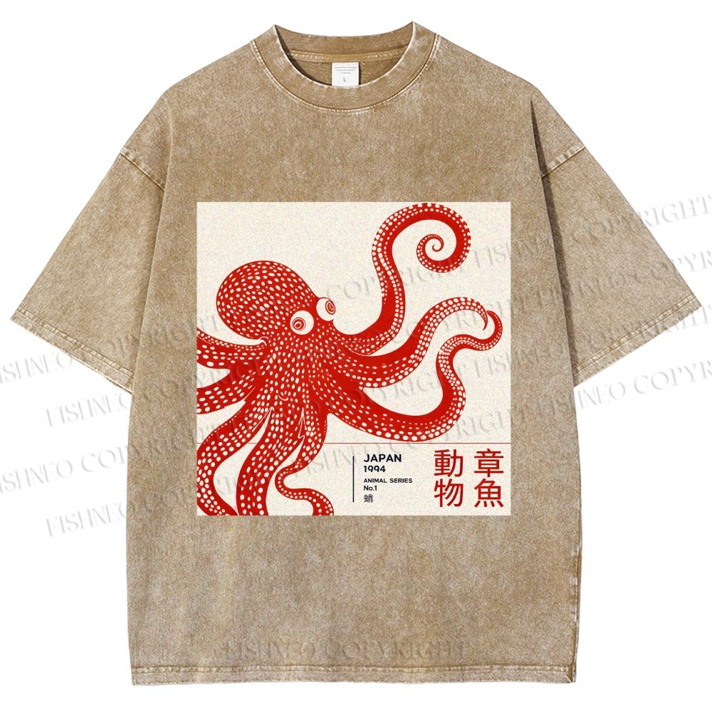 Unisex Yayoi Kusama Octopus Printed Washed Tee