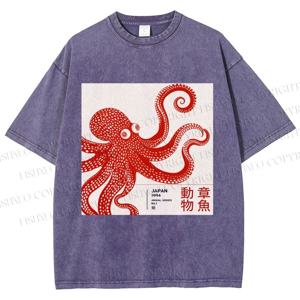 Unisex Yayoi Kusama Octopus Printed Washed Tee
