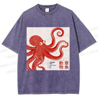 Unisex Yayoi Kusama Octopus Printed Washed Tee