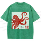 Unisex Yayoi Kusama Octopus Printed Washed Tee