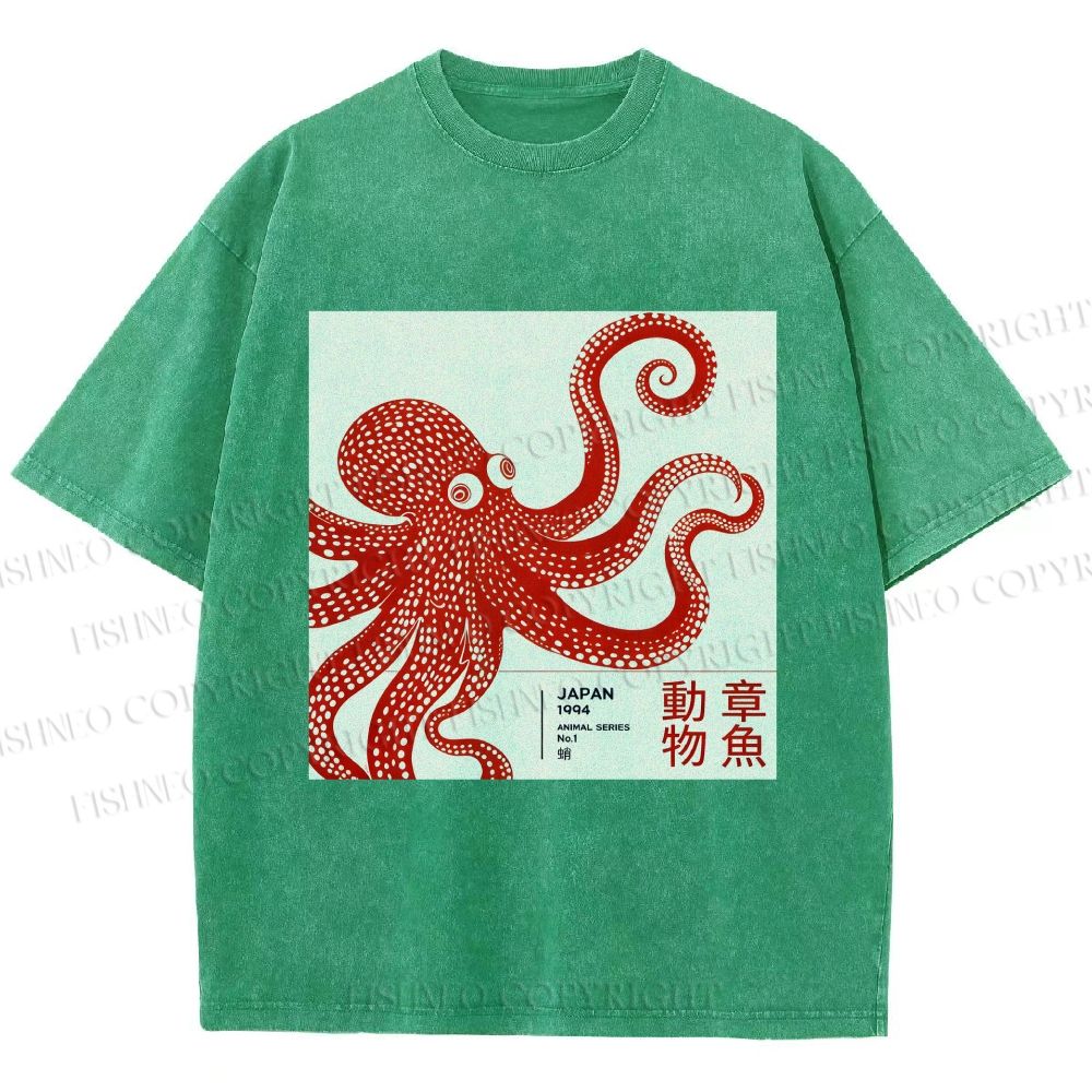 Unisex Yayoi Kusama Octopus Printed Washed Tee