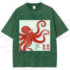 Unisex Yayoi Kusama Octopus Printed Washed Tee