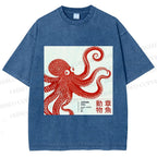 Unisex Yayoi Kusama Octopus Printed Washed Tee