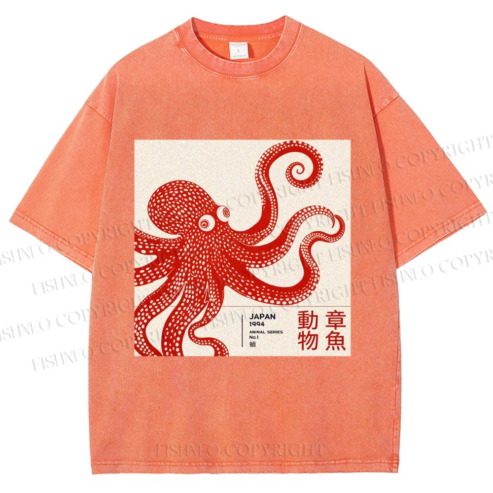 Unisex Yayoi Kusama Octopus Printed Washed Tee