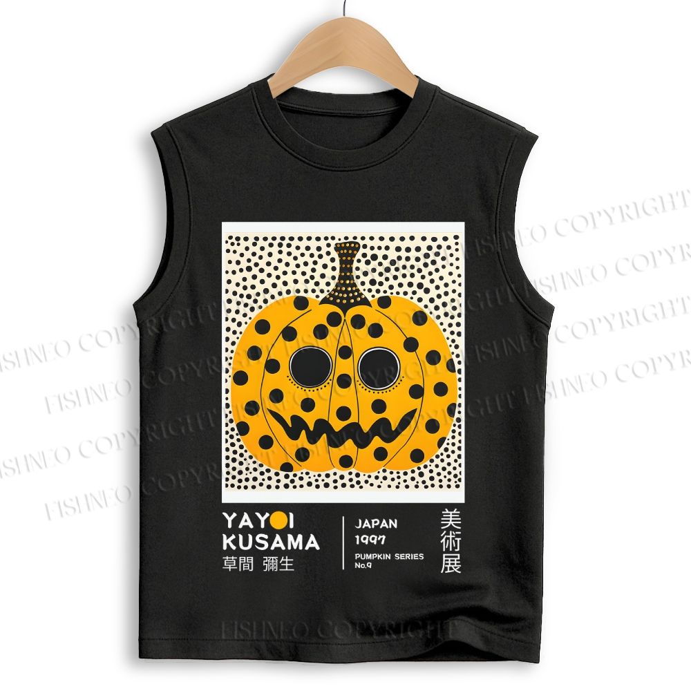Unisex Yayoi Kusama Halloween Pumpkin Printed Cotton Tank Top
