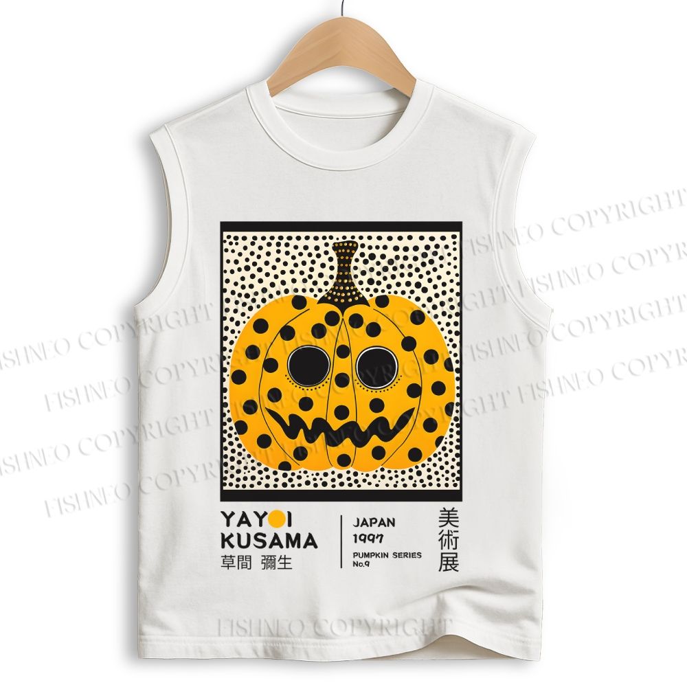 Unisex Yayoi Kusama Halloween Pumpkin Printed Cotton Tank Top