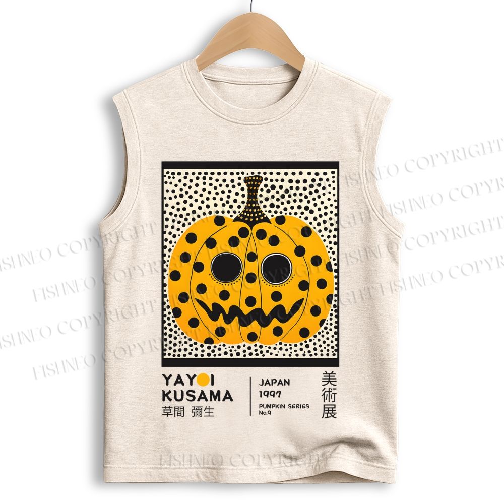 Unisex Yayoi Kusama Halloween Pumpkin Printed Cotton Tank Top