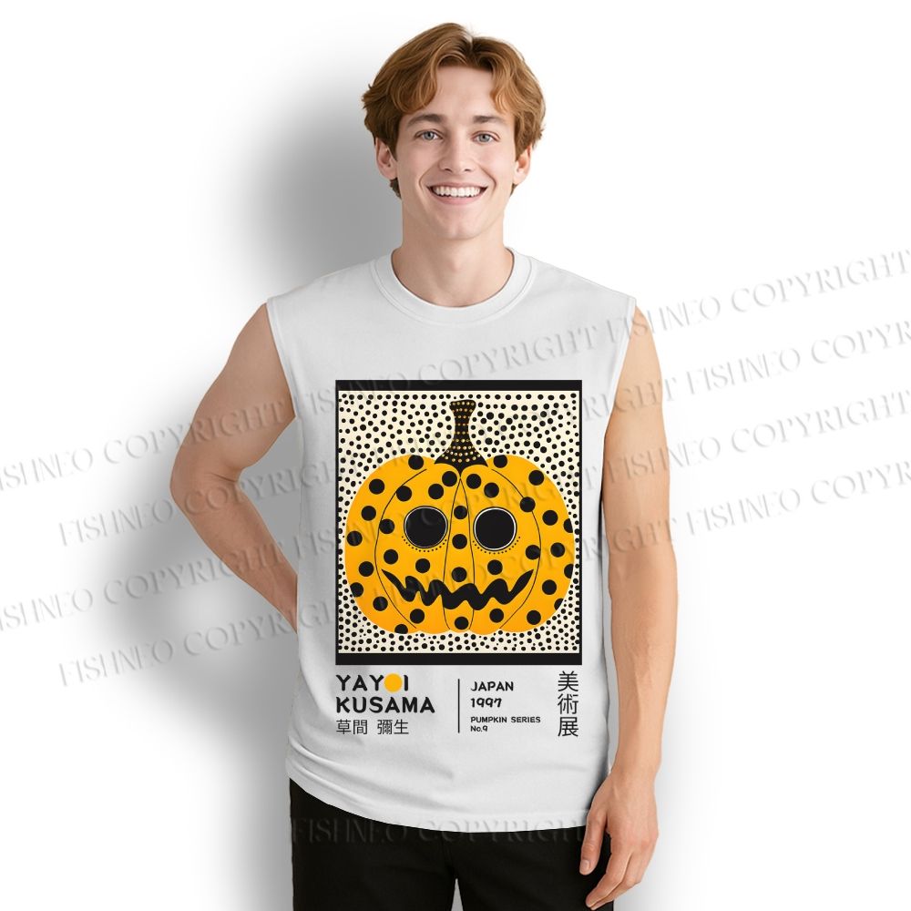 Unisex Yayoi Kusama Halloween Pumpkin Printed Cotton Tank Top