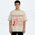 Unisex Jean-Michel Basquiat Graffiti Printed Washed Tee