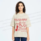 Unisex Jean-Michel Basquiat Graffiti Printed Washed Tee