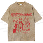 Unisex Jean-Michel Basquiat Graffiti Printed Washed Tee