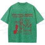 Unisex Jean-Michel Basquiat Graffiti Printed Washed Tee