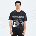 Unisex Jean-Michel Basquiat Graffiti Printed Washed Tee