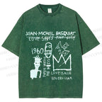 Unisex Jean-Michel Basquiat Graffiti Printed Washed Tee