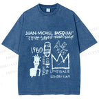 Unisex Jean-Michel Basquiat Graffiti Printed Washed Tee