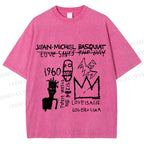 Unisex Jean-Michel Basquiat Graffiti Printed Washed Tee