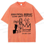 Unisex Jean-Michel Basquiat Graffiti Printed Washed Tee