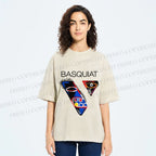 Unisex Jean-Michel Basquiat Face Graffiti Printed Washed Tee
