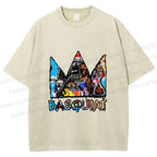 Unisex Jean-Michel Basquiat Crown Printed Washed Tee