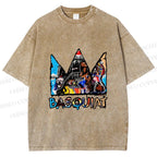 Unisex Jean-Michel Basquiat Crown Printed Washed Tee