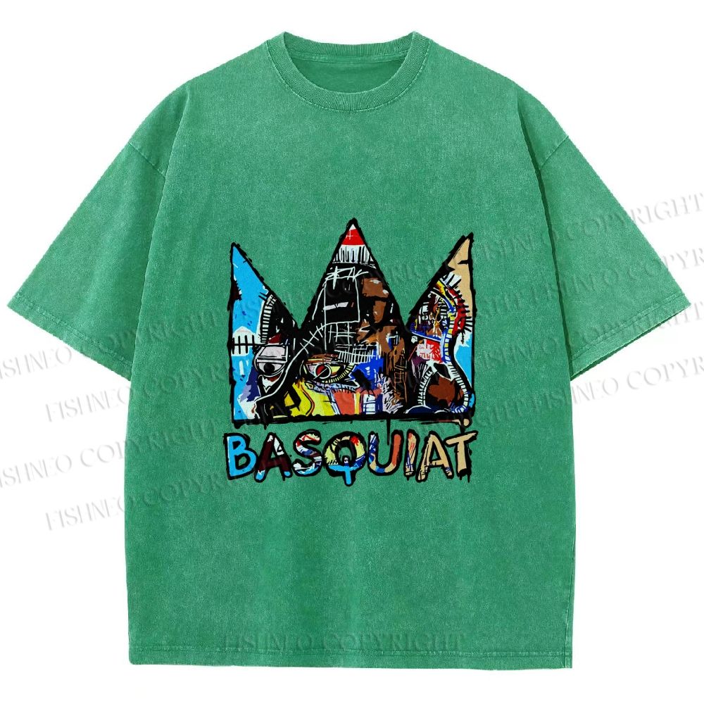 Unisex Jean-Michel Basquiat Crown Printed Washed Tee