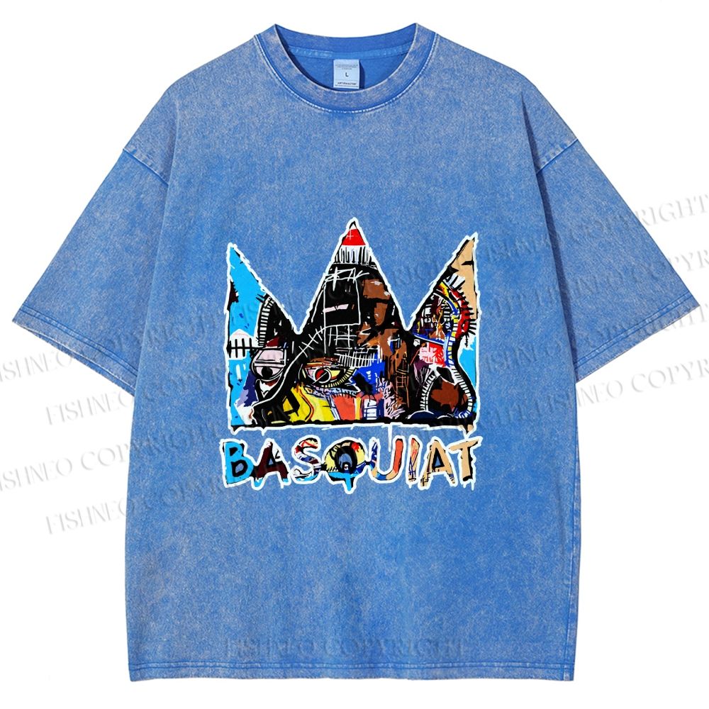 Unisex Jean-Michel Basquiat Crown Printed Washed Tee