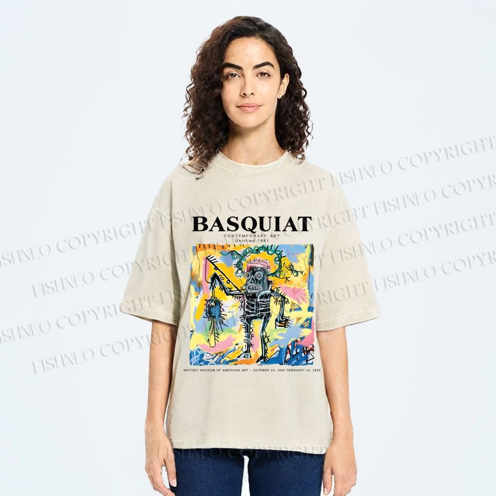 Unisex Jean-Michel Basquiat Untitled (Fishing) Printed Washed Tee