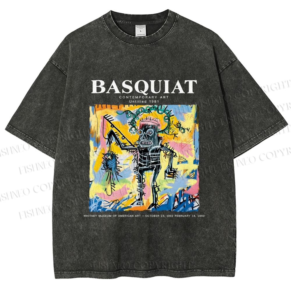 Unisex Jean-Michel Basquiat Untitled (Fishing) Printed Washed Tee