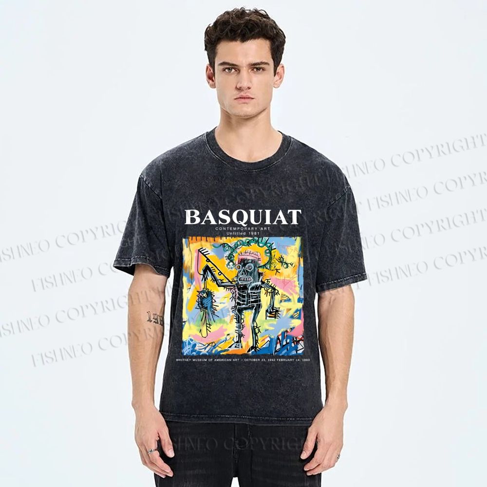 Unisex Jean-Michel Basquiat Untitled (Fishing) Printed Washed Tee