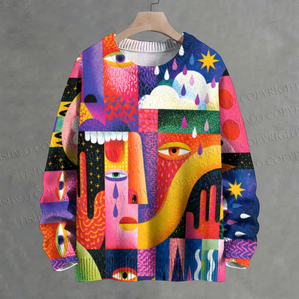 Abstract Colored Eye Art Crew Neck Sweater
