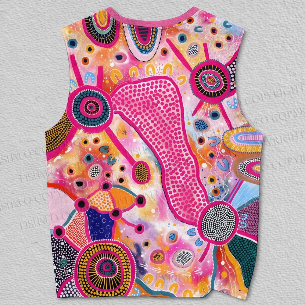 Unisex Yayoi Kusama Style Dots Pink Art Printed Tank Top